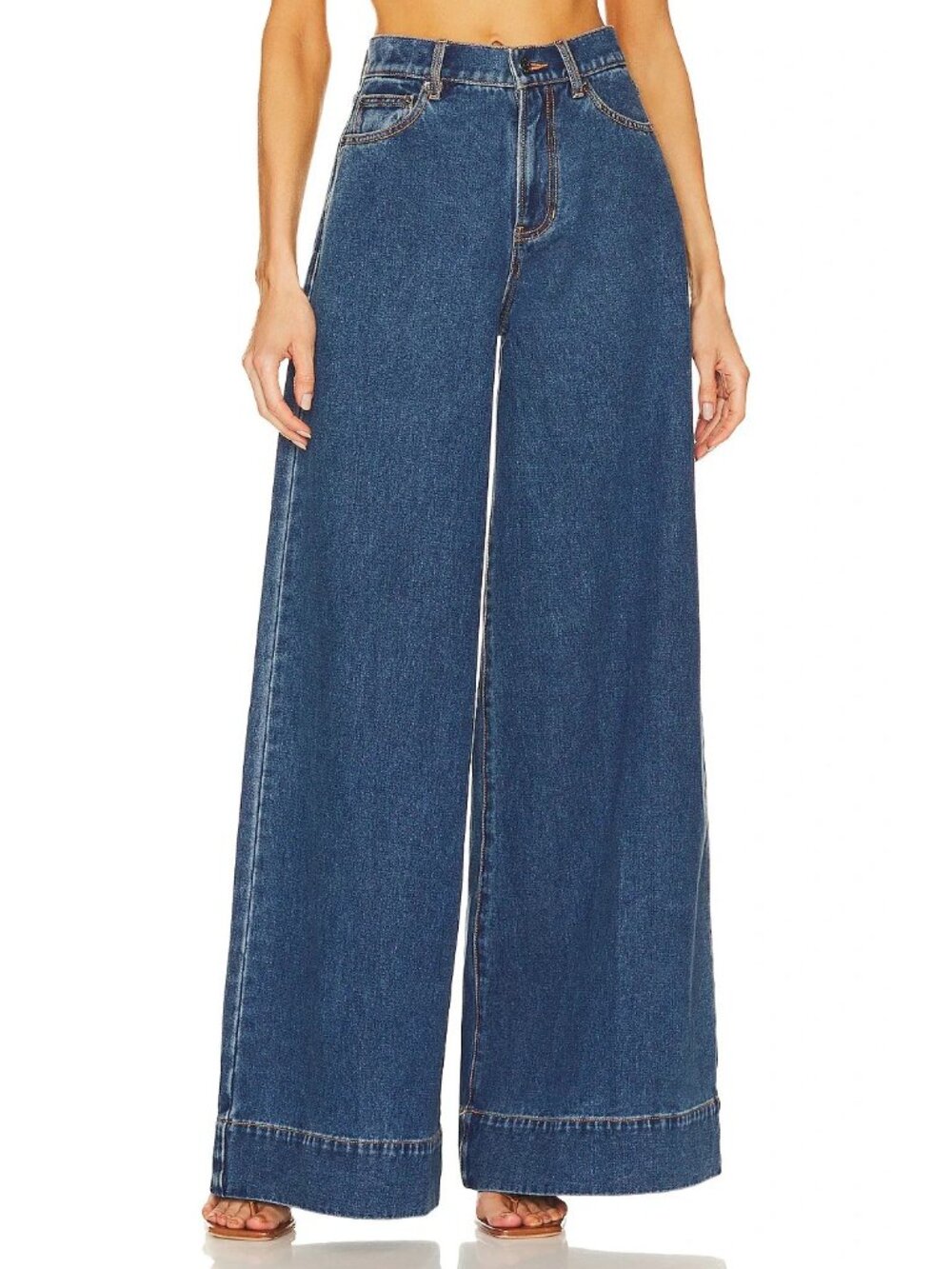 NWT Veronica Beard Haizley in Bright Blue Extra Wide Leg Rigid Jeans 30
